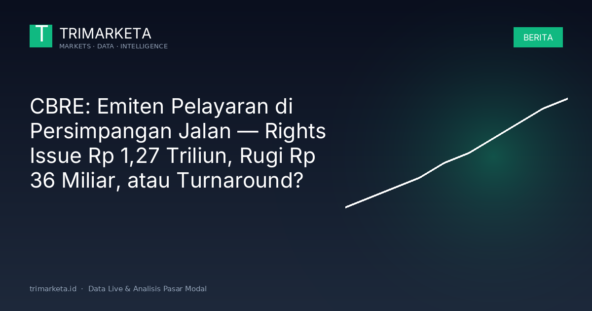 CBRE: Emiten Pelayaran di Persimpangan Jalan — Rights Issue Rp 1,27 Triliun, Rugi Rp 36 Miliar, atau Turnaround?